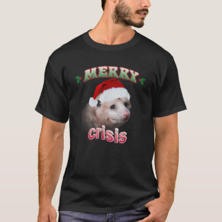 Funny Merry Crisis Christmas Possum With Hat Xmas T-Shirt
