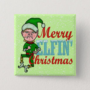 Funny Merry Elfin Christmas Bah Humbug 15 Cm Square Badge