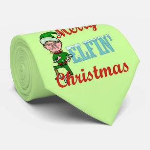 Funny Merry Elfin Christmas Bah Humbug Tie