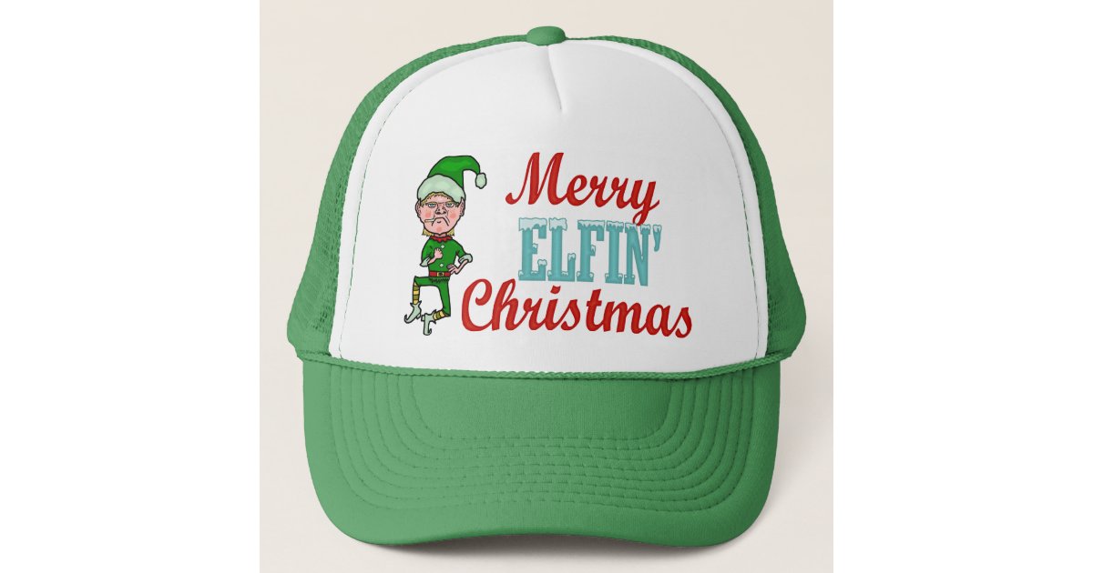 Funny Merry Elfin Christmas Holiday Elf Humour Trucker Hat | Zazzle.com.au