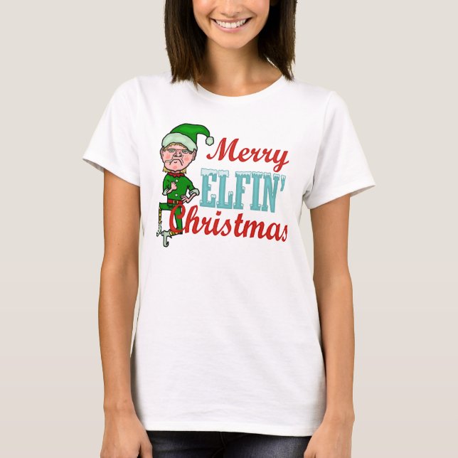 Funny Merry Elfin Christmas Pun T-Shirt (Front)