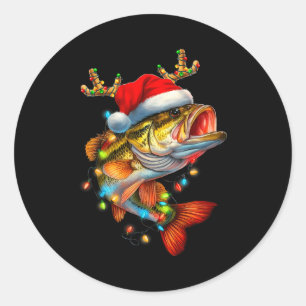 Funny Merry Fishmas B Fish Fishing Christmas Xmas Classic Round Sticker