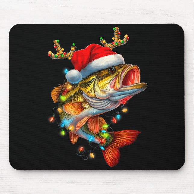 Funny Merry Fishmas B Fish Fishing Christmas Xmas  Mouse Pad (Front)