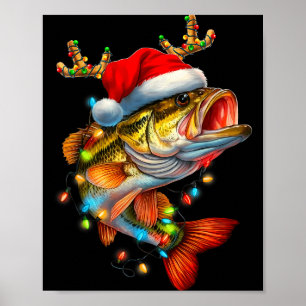 Funny Merry Fishmas B Fish Fishing Christmas Xmas  Poster
