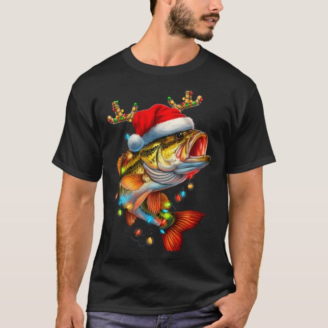 Funny Merry Fishmas B Fish Fishing Christmas Xmas  T-Shirt (Front)