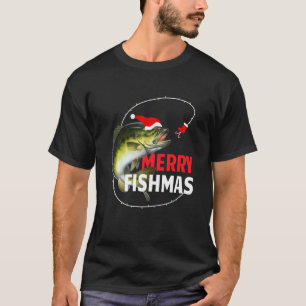 Funny Merry Fishmas Bass Fishing Fishermen T-Shirt