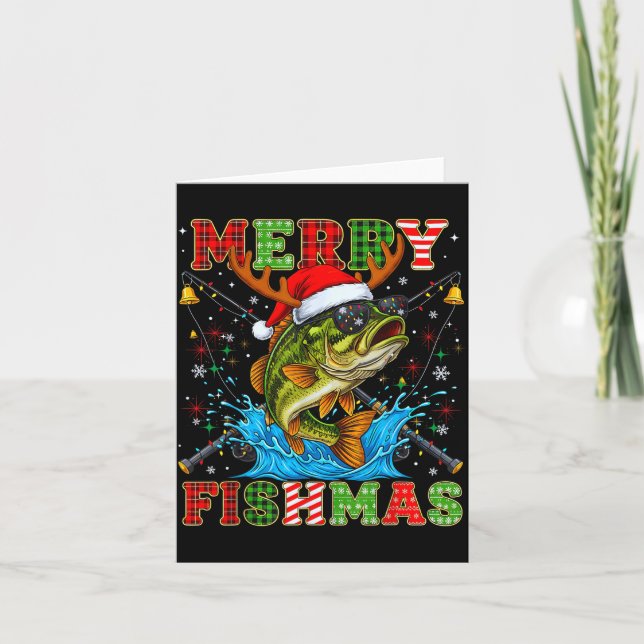 Funny Merry Fishmas Christmas Fish Xmas Fishing Fo Card (Front)