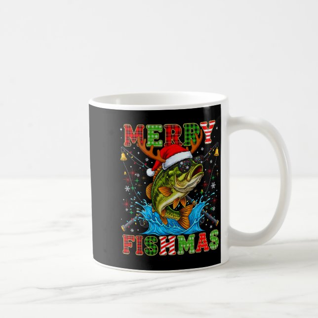 Funny Merry Fishmas Christmas Fish Xmas Fishing Fo Coffee Mug (Right)
