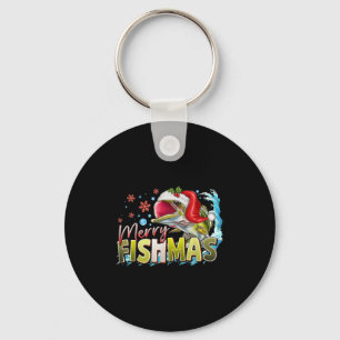 Funny Merry Fishmas Christmas Fisherman B Santa Ha Key Ring