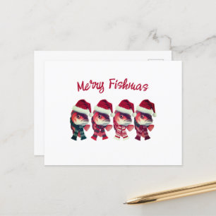 Funny Merry Fishmas Christmas Fishing Holiday Postcard