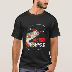 Funny Merry Fishmas Trout Fishing Fishermen T-Shirt