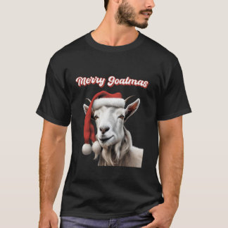 Funny Merry Goatmas With Santa Hat for Goat Lover  T-Shirt