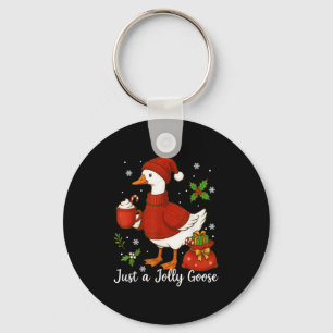 Funny Merry Goosemas Just A Jolly Goose Christmas Key Ring