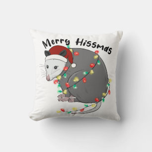 Funny Merry Hissmas Opossum Cushion