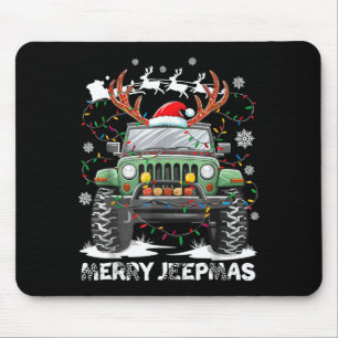 Funny Merry Jeepmas Ugly Light Reindeer Christmas Mouse Pad