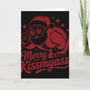 Funny Merry Kissmy Christmas Funny Santa Claus Card