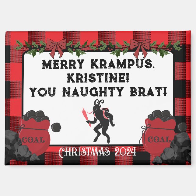 Funny Merry Krampus Personalised Custom Christmas  Magnet (Front)