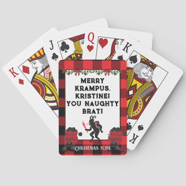 Funny Merry Krampus Personalised Custom Christmas  Playing Cards (Back)