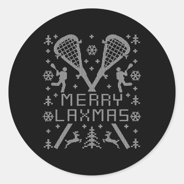 Funny Merry Laxmas Ugly Christmas Sweater Design L Classic Round Sticker (Front)