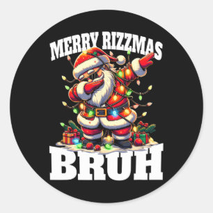Funny Merry Rizz-mas Rizz Christmas Dabbing Santa Classic Round Sticker