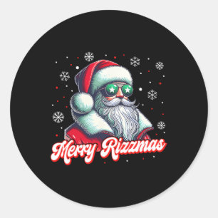 Funny Merry Rizzmas Rizz Santa Claus Christmas Cos Classic Round Sticker