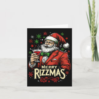 Funny Merry Rizzmas Santa Christmas Card