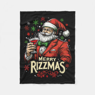 Funny Merry Rizzmas Santa Christmas Fleece Blanket