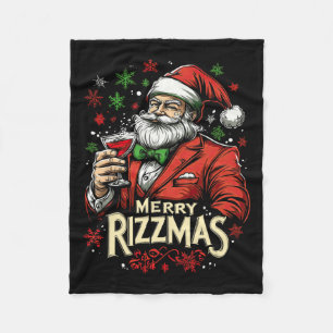 Funny Merry Rizzmas Santa Christmas  Fleece Blanket