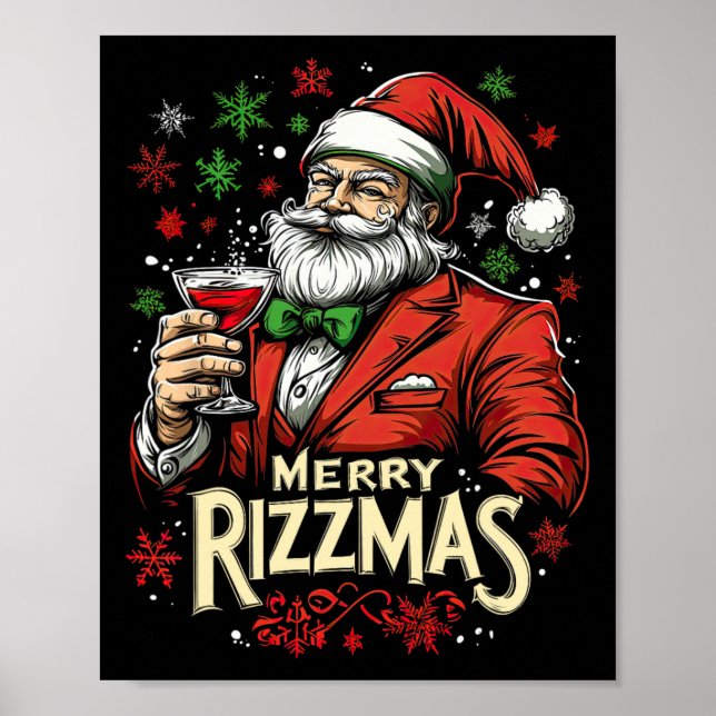 Funny Merry Rizzmas Santa Christmas  Poster (Front)