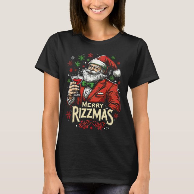 Funny Merry Rizzmas Santa Christmas  T-Shirt (Front)