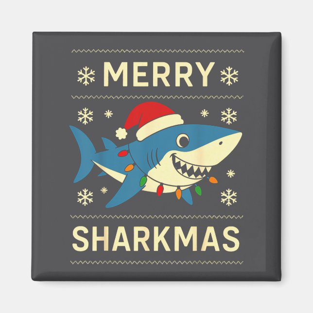 Funny Merry Sharkmas Christmas Shark Humor  Magnet (Front)