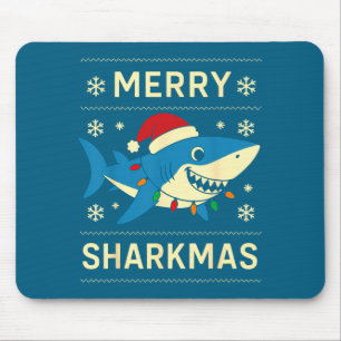 Funny Merry Sharkmas Christmas Shark Humor Mouse Pad