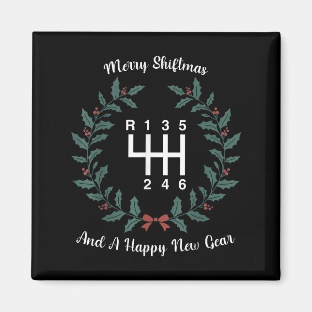 Funny Merry Shiftmas And A Happy New Quote Mechani Magnet (Front)