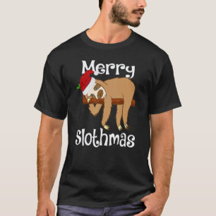 Funny Merry Slothmas Cute Christmas Pajama Santa S T-Shirt