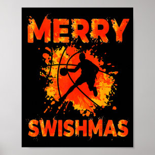 Funny Merry Swishmas Ugly Christmas Basketball Pla Poster