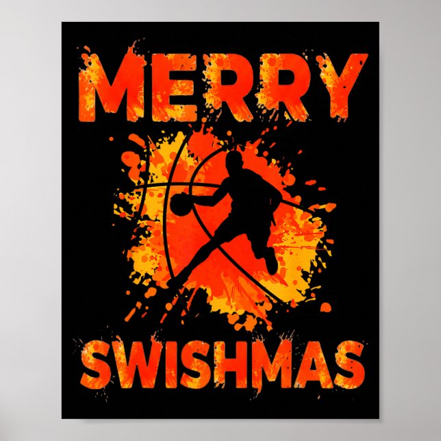 Funny Merry Swishmas Ugly Christmas Basketball Pla Poster (Front)