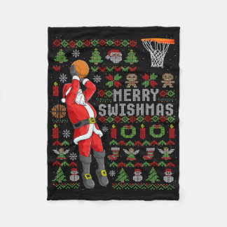 Funny Merry Swishmas Ugly Christmas Sketll Christm Fleece Blanket