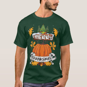 Funny Merry Thanksmas Cute Thanksgiving Christmas  T-Shirt