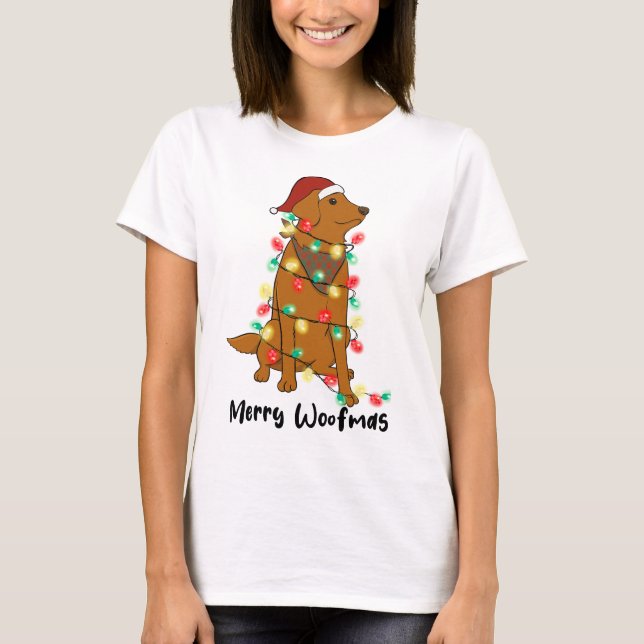 Funny Merry Woofmas Christmas Dog T-Shirt (Front)