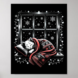 Funny Merry Xmas Cat Gifts For Cat Mum Womens Chri Poster
