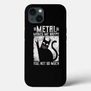 Funny Metal Makes Me Happy Cat iPhone 13 Case