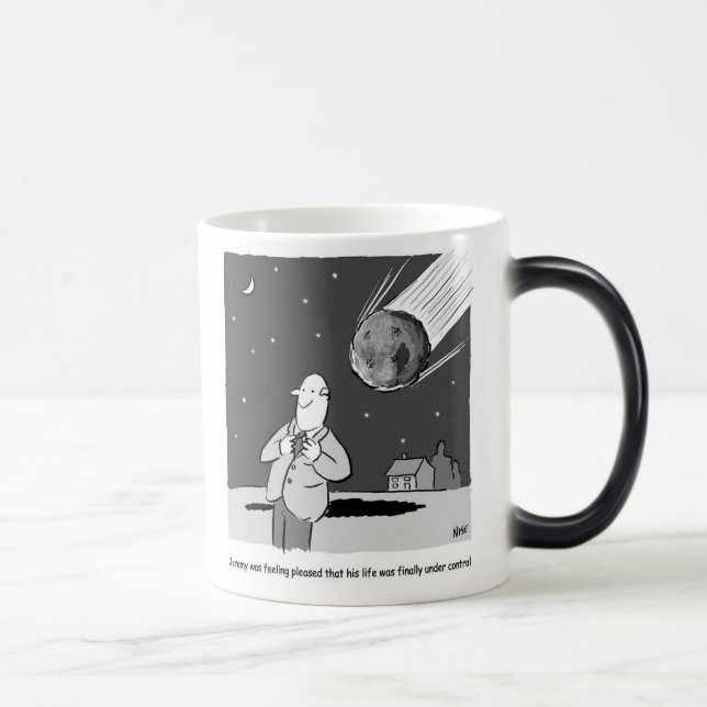 Funny Meteor Hitting Earth Disaster Magic Mug (Right)