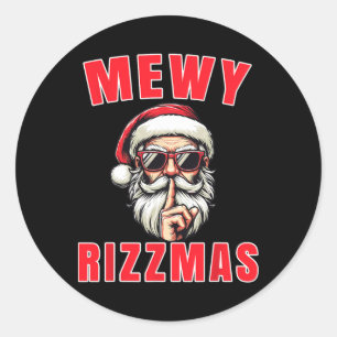 Funny Mewy Rizzmas Santa Mewing Rizz Christmas San Classic Round Sticker