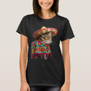 Funny Mexican Cat Sombrero Poncho Cinco De Mayo Ca T-Shirt