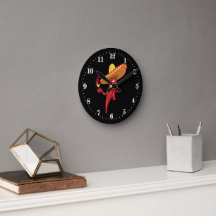 Funny Mexican chilli pepper decor Round Clock