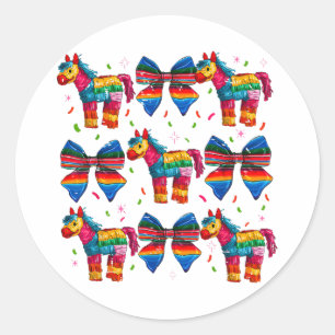 Funny Mexican Coquette Bow Pinata Cinco De Mayo Le Classic Round Sticker