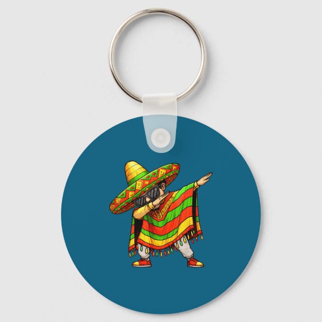 Funny mexican dabbing poncho cinco de mayo dab key ring (Front)