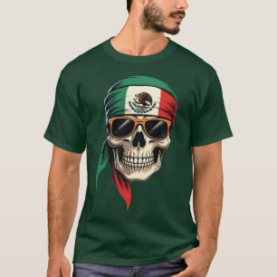 Funny Mexican Flag Skull 16th September Mexican T-Shirt
