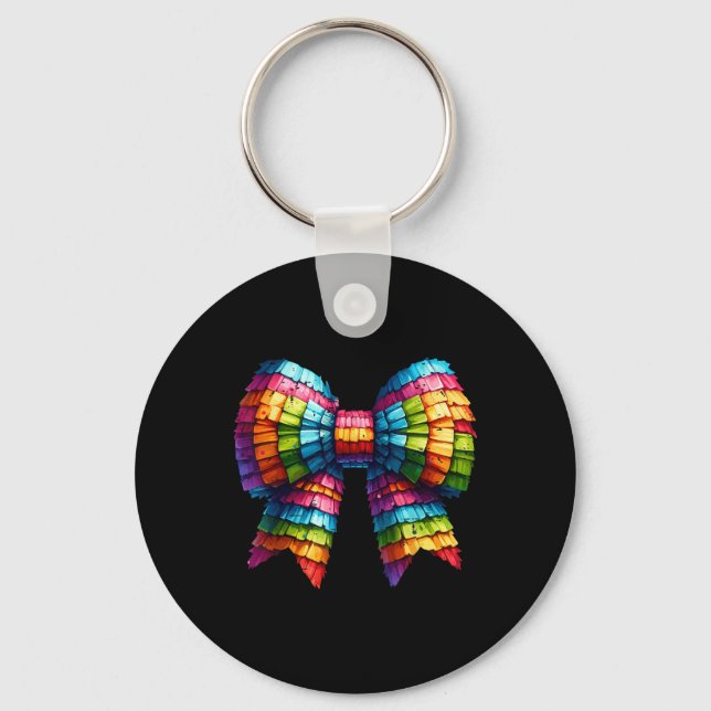 Funny Mexican Party Coquette Bow Cinco De Mayo Let Key Ring (Front)