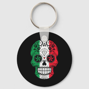 Funny Mexican Skull Head Cinco De Mayo Flag Key Ring